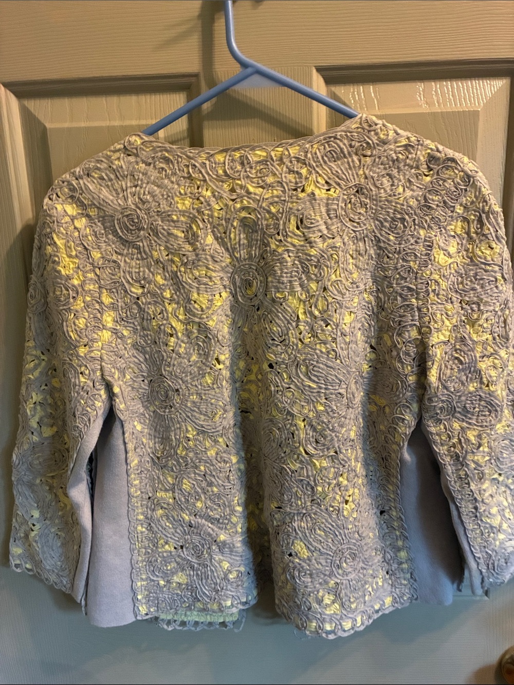 NIC+ZOE Yellow & Gray Lace-Overlay Open Cardigan Jacket size M - Picture 5 of 10